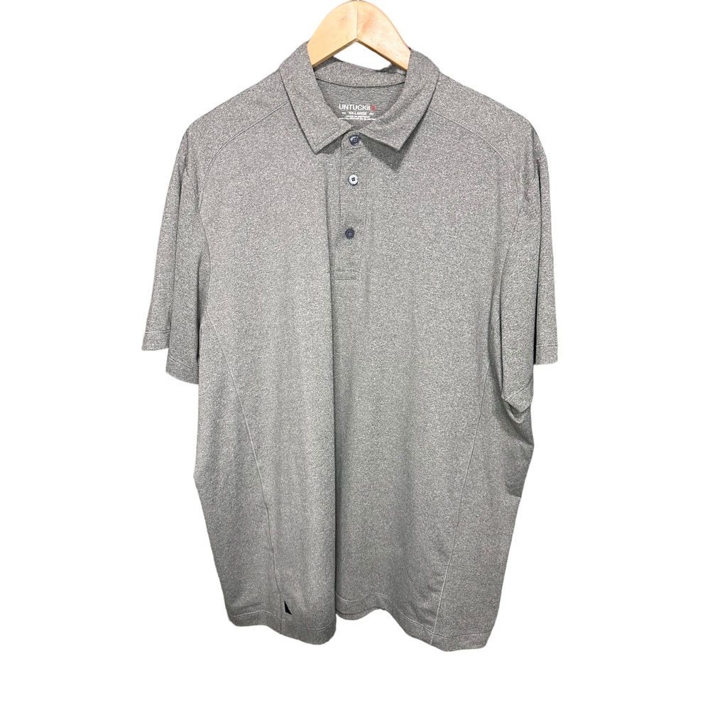 UNTUCKit Mens Polo Performance Short  Sleeve XXL Heather Grey​